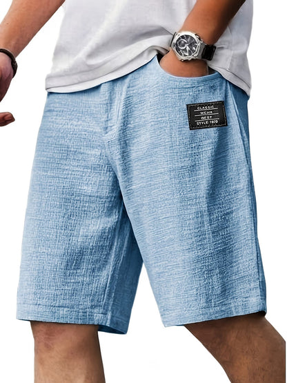 Effortless Textured Linen Shorts for Women with Elastic Waist Side Pocket Relaxed Casual Style
