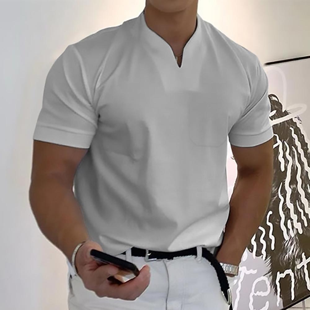 Effortless Solid Blouse for Women with Split Neck Short Sleeve Chest Pocket Casual Style