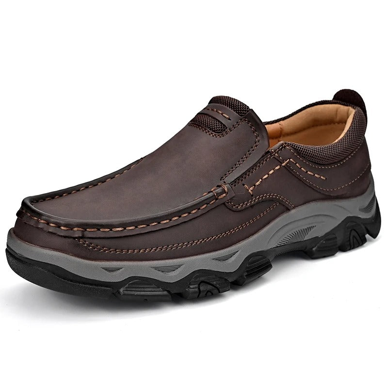 Effortless Leather Moc Toe Loafer for Women with Slip-On Rugged Outsole Comfort Style