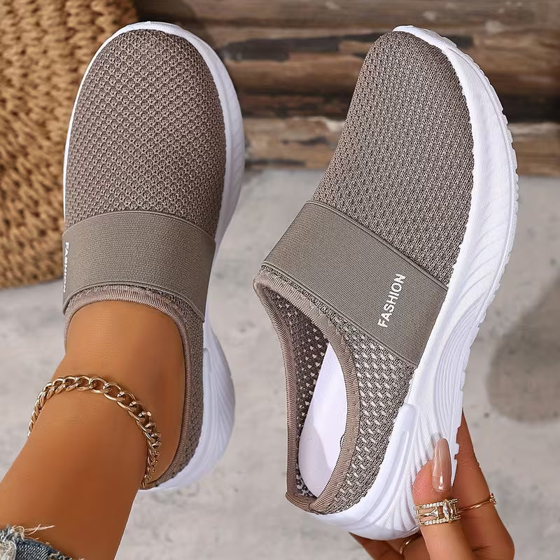 Comfortable Slides for Women with Closed Toe Breathable Mesh Backless Slip On Style
