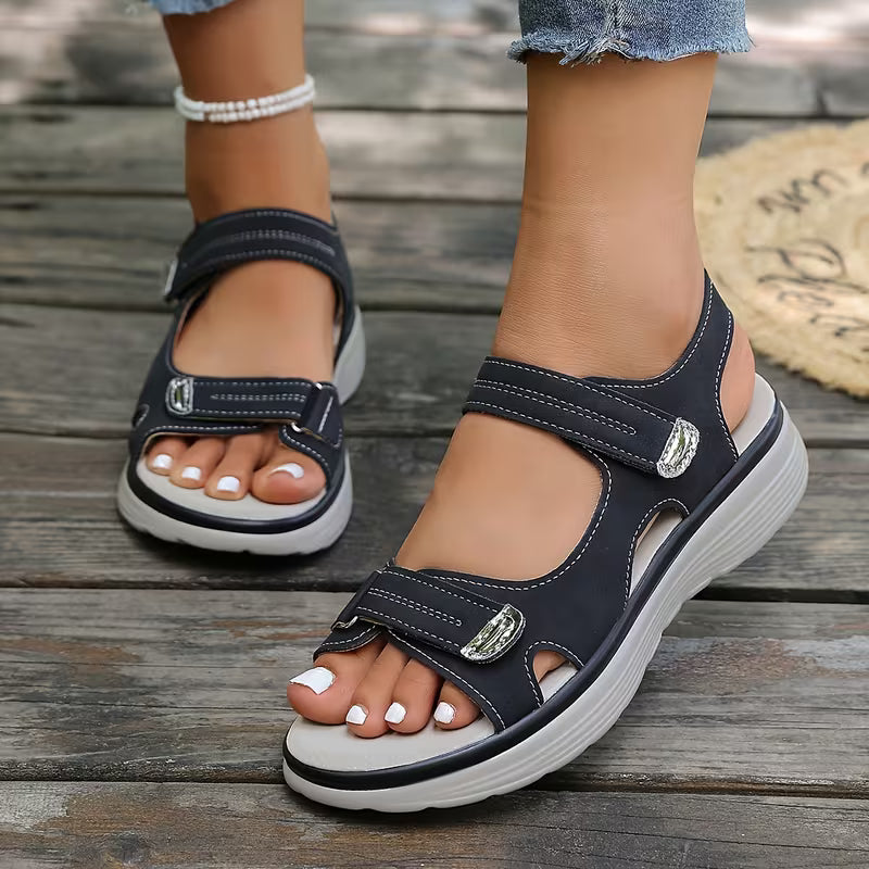 Comfortable Orthopedic Sandals for Women with Hook Loop Strap Open Toe Platform Style