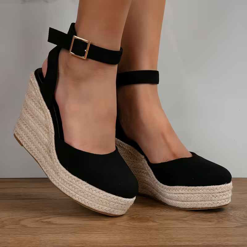 Elegant Espadrille Wedges for Women with Closed Toe Ankle Strap Braided Platform Style