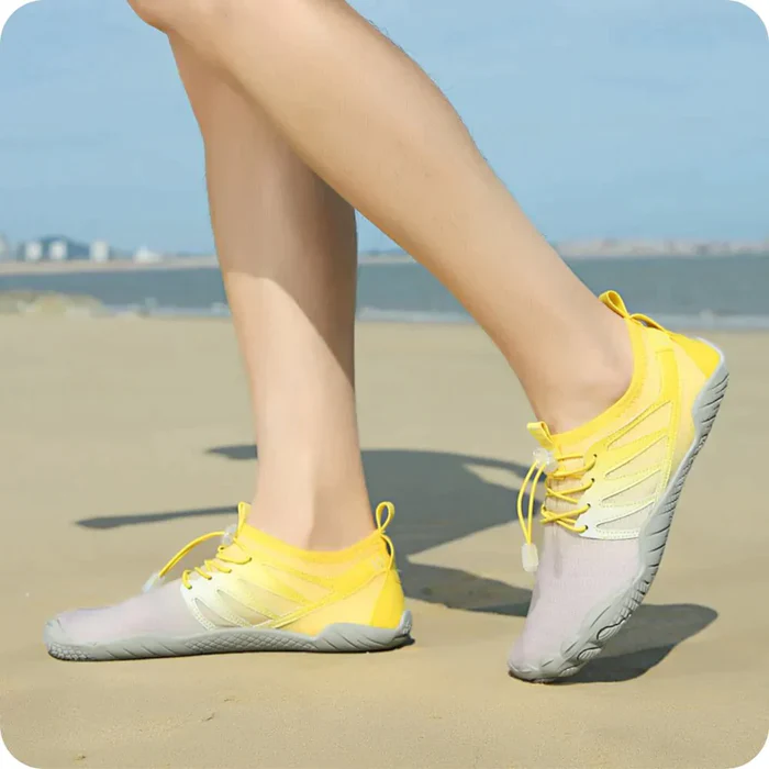 Comfortable Mesh Water Shoes for Women with Lace Up Toggle Closure Textured Sole Barefoot Style