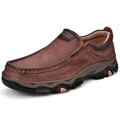 Comfortable Leather Moc Toe Loafer for Women with Slip-On Rugged Sole Stitched Detail Casual Style