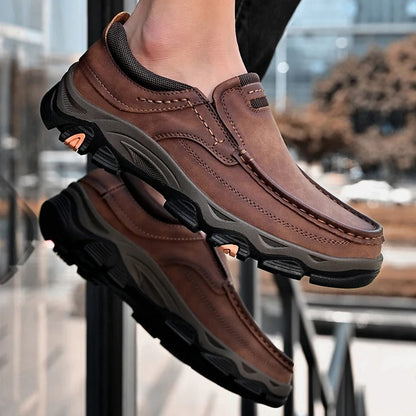 Effortless Leather Moc Toe Loafer for Women with Slip-On Rugged Outsole Comfort Style