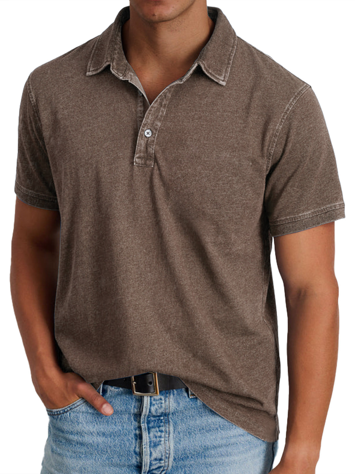 Effortless Washed Cotton Polo Shirt for Women with Collar Short Sleeve Button Placket Relaxed Casual Style