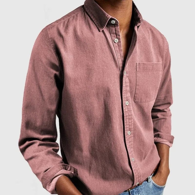 Effortless Denim Button Down Shirt for Women with Collar Long Sleeve Chest Pocket Casual Style