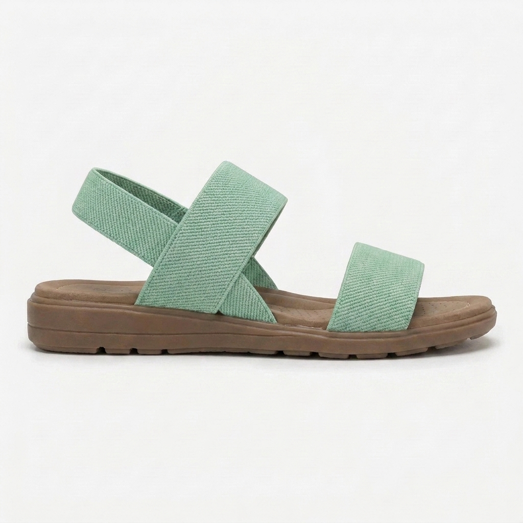 Comfortable Flat Sandals for Women with Two Strap Ankle Buckle Open Toe Cushioned Style