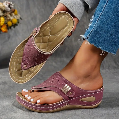 Comfortable Thong Sandals for Women with Toe Post Contoured Arch Support Flip Flop Style