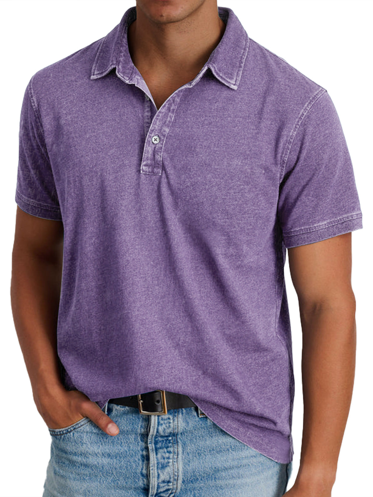 Effortless Washed Cotton Polo Shirt for Women with Collar Short Sleeve Button Placket Relaxed Casual Style