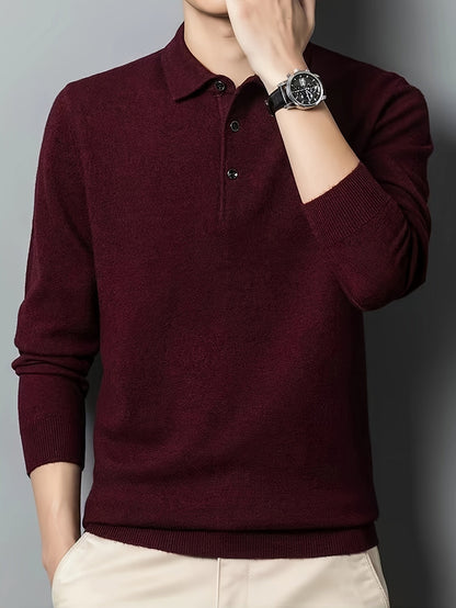 Comfortable Knit Polo Sweater for Women with Collar Long Sleeve Button Placket Ribbed Cuff Casual Style
