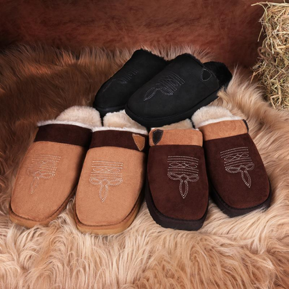 Comfortable House Shoes for Women with Faux Fur Lining Closed Toe Backless Slip On Style