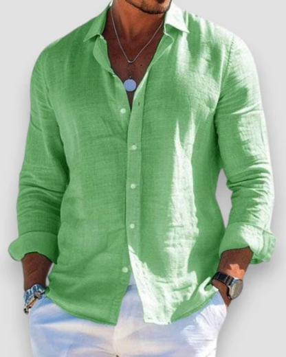 Effortless Linen Shirt for Women with Collar Long Sleeve Button Front Relaxed Casual Style