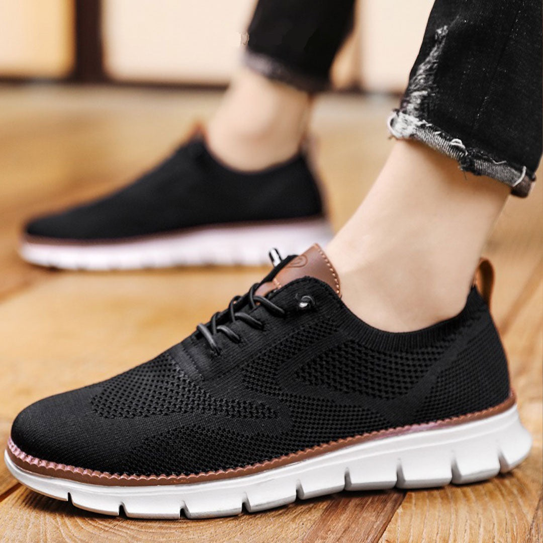 Effortless Knit Mesh Fashion Sneakers for Women with Lace Up Contrast Sole Casual Style