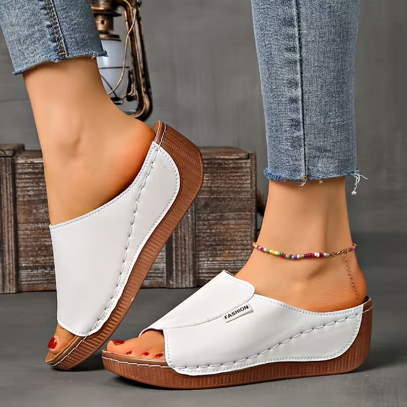 Comfortable Orthopedic Sandals for Women with Wide Band Open Toe Slip On Wedge Platform Style
