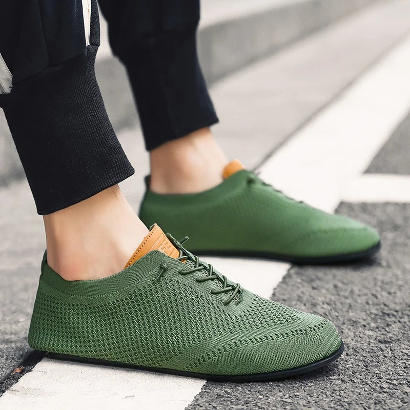 Comfortable Knit Fashion Sneaker for Women with Lace Up Low Top Flexible Sole Casual Style