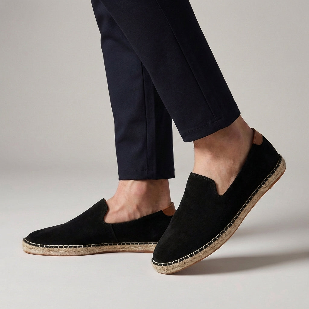 Effortless Suede Espadrille Loafer for Women with Slip On V Cut Jute Sole Casual Style