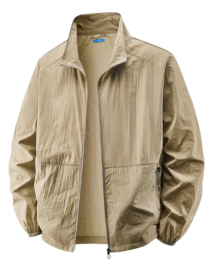 Effortless Lightweight Windbreaker Jacket for Women with Stand Collar Long Sleeve Zip Pocket Casual Style