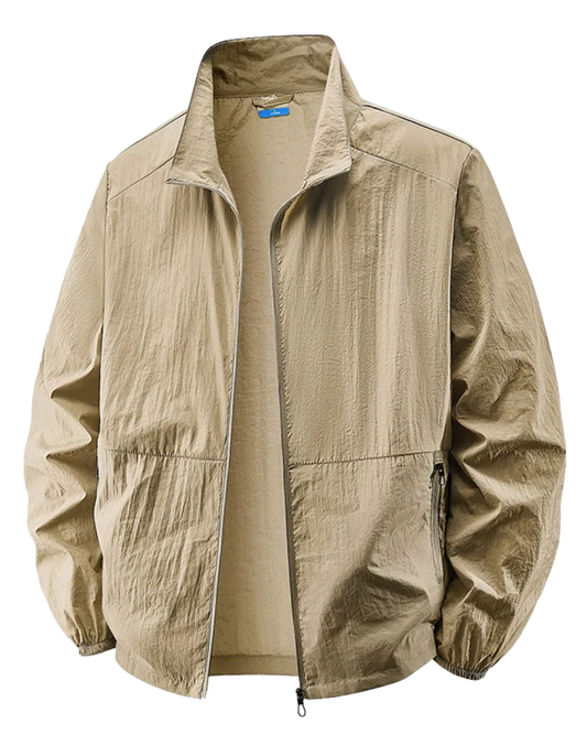 Effortless Lightweight Windbreaker Jacket for Women with Stand Collar Long Sleeve Zip Pocket Casual Style