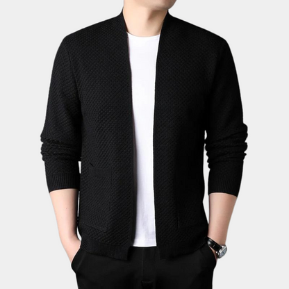Comfortable Camel Knit Cardigan Sweater for Women with Open Front Long Sleeve Ribbed Trim Relaxed Oversized Knit Style