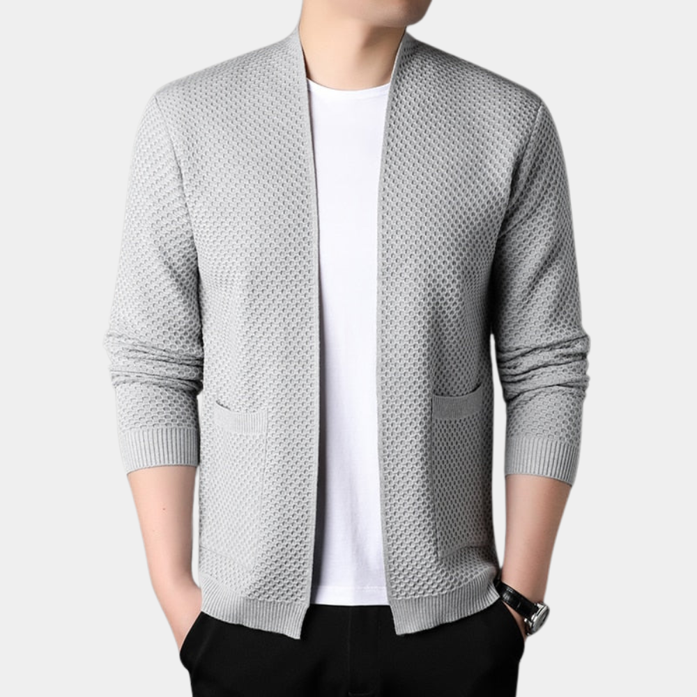 Comfortable Camel Knit Cardigan Sweater for Women with Open Front Long Sleeve Ribbed Trim Relaxed Oversized Knit Style