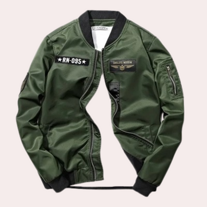 Stylish Black Bomber Jacket for Women with Ribbed Collar Long Sleeve Patch Detail Casual Style