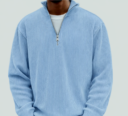 Comfortable Ribbed Knit Quarter Zip Sweater for Women with High Neck Long Sleeve Relaxed Oversized Style