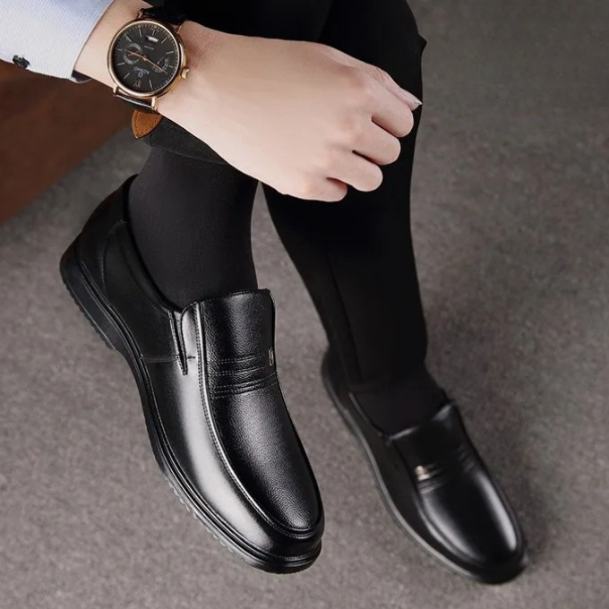 Elegant Leather Loafer for Women with Slip On Stitched Toe Comfort Casual Style