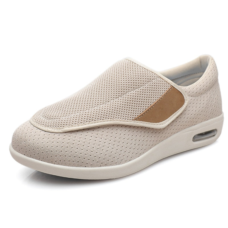 Comfortable Knit Slip On Sneaker for Women with Adjustable Strap Wide Toe Cushioned Sole Casual Style