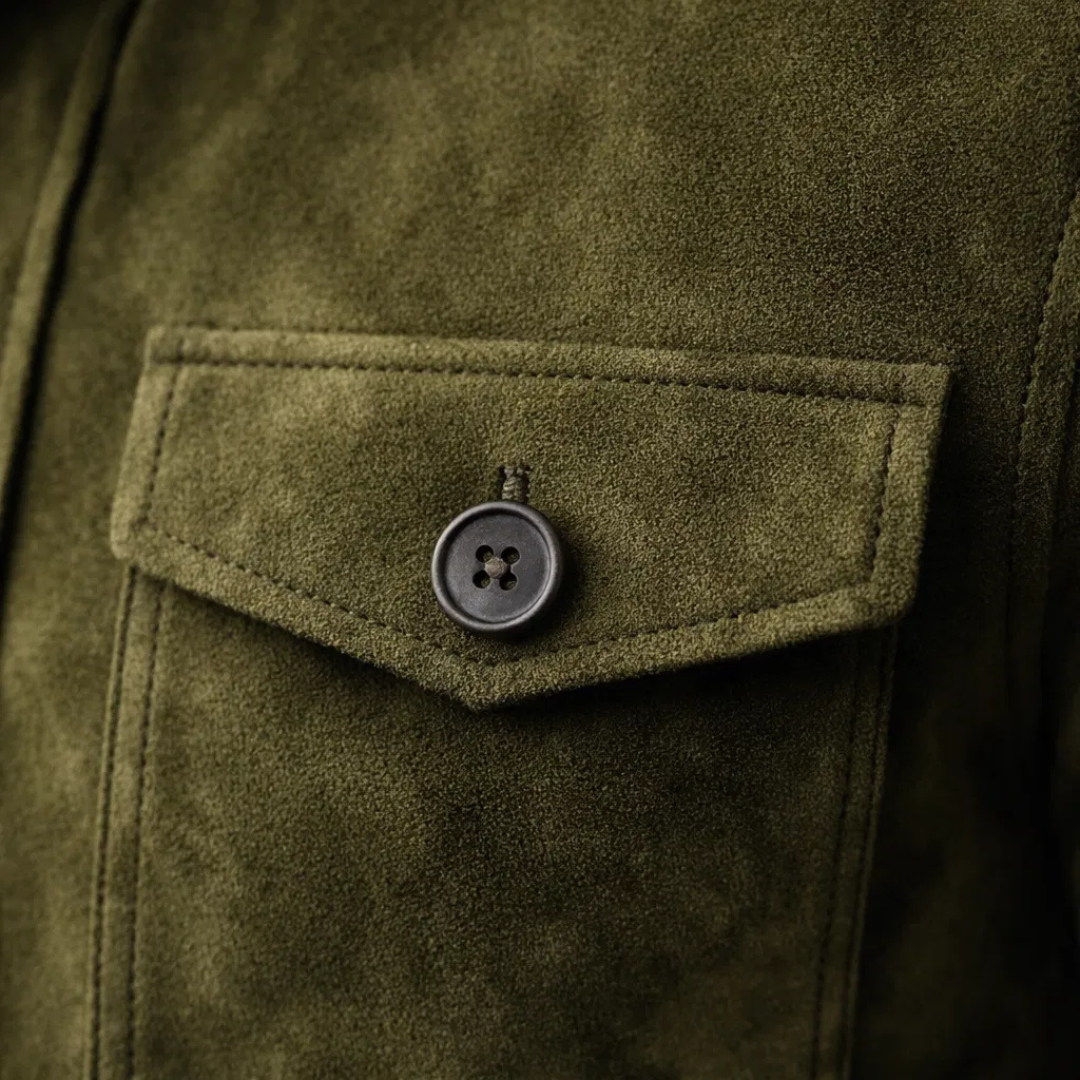 Elegant Suede Jacket for Women with Stand Collar Long Sleeve Button Front Casual Style