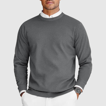 Comfortable Black Knit Sweater for Women with Crew Neck Long Sleeve Ribbed Cuff Relaxed Style