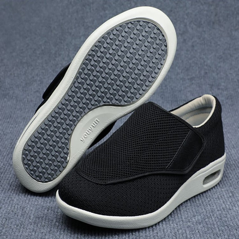 Comfortable Knit Slip On Sneaker for Women with Adjustable Strap Wide Toe Cushioned Sole Casual Style