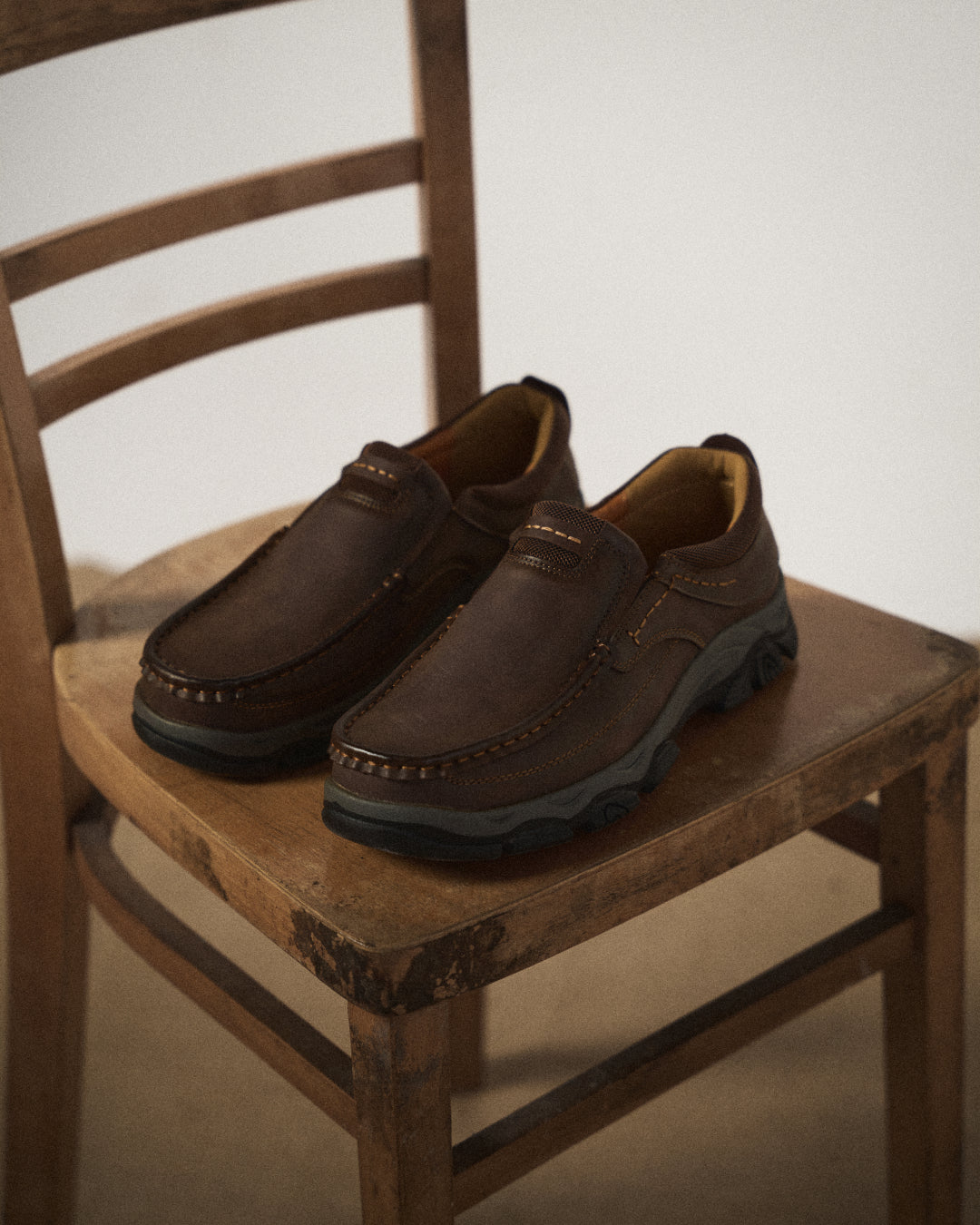 Effortless Leather Moc Toe Loafer for Women with Slip-On Rugged Outsole Comfort Style