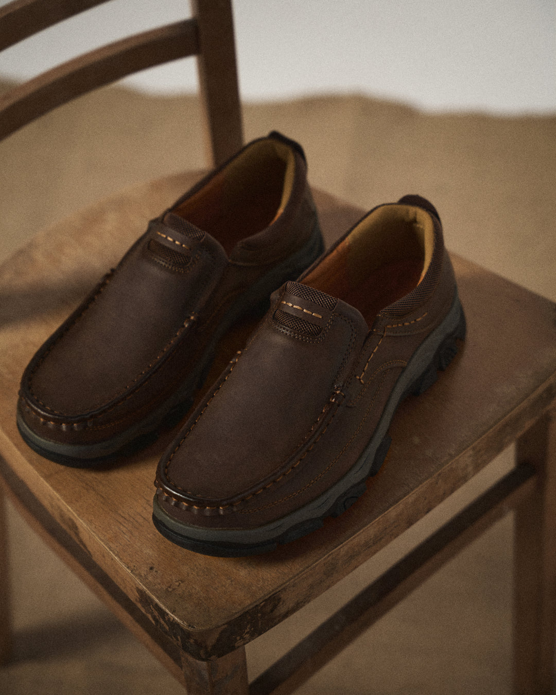 Effortless Leather Moc Toe Loafer for Women with Slip-On Rugged Outsole Comfort Style