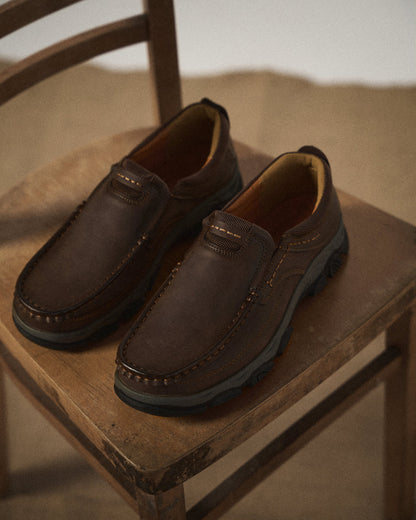 Effortless Leather Moc Toe Loafer for Women with Slip-On Rugged Outsole Comfort Style