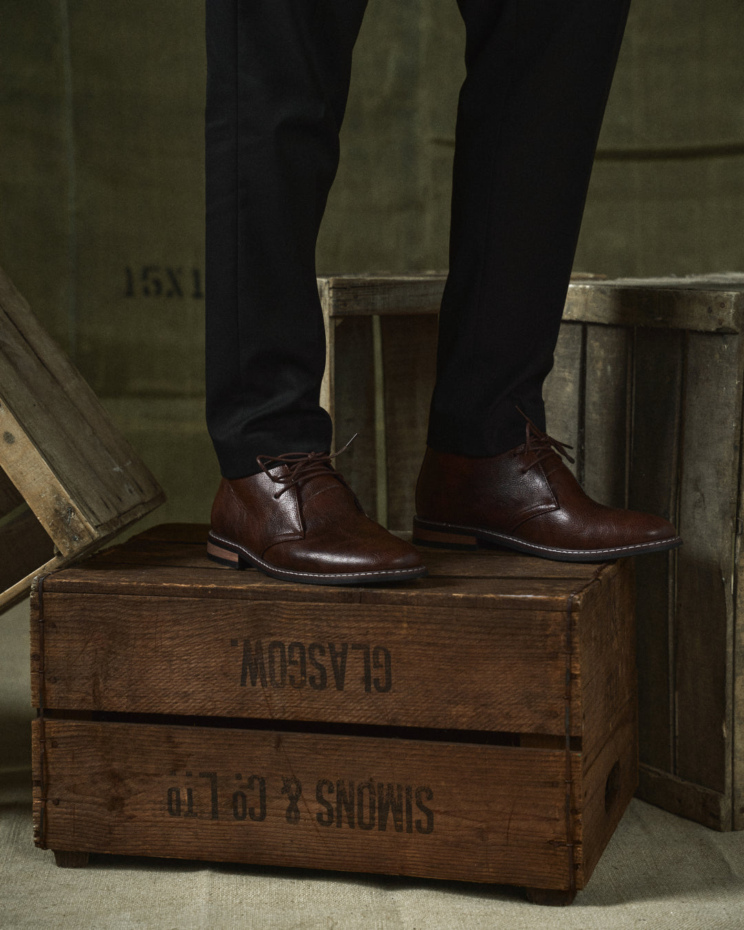Effortless Dark Brown Leather Chukka Boot for Women with Lace Up Round Toe Stacked Heel Casual Style