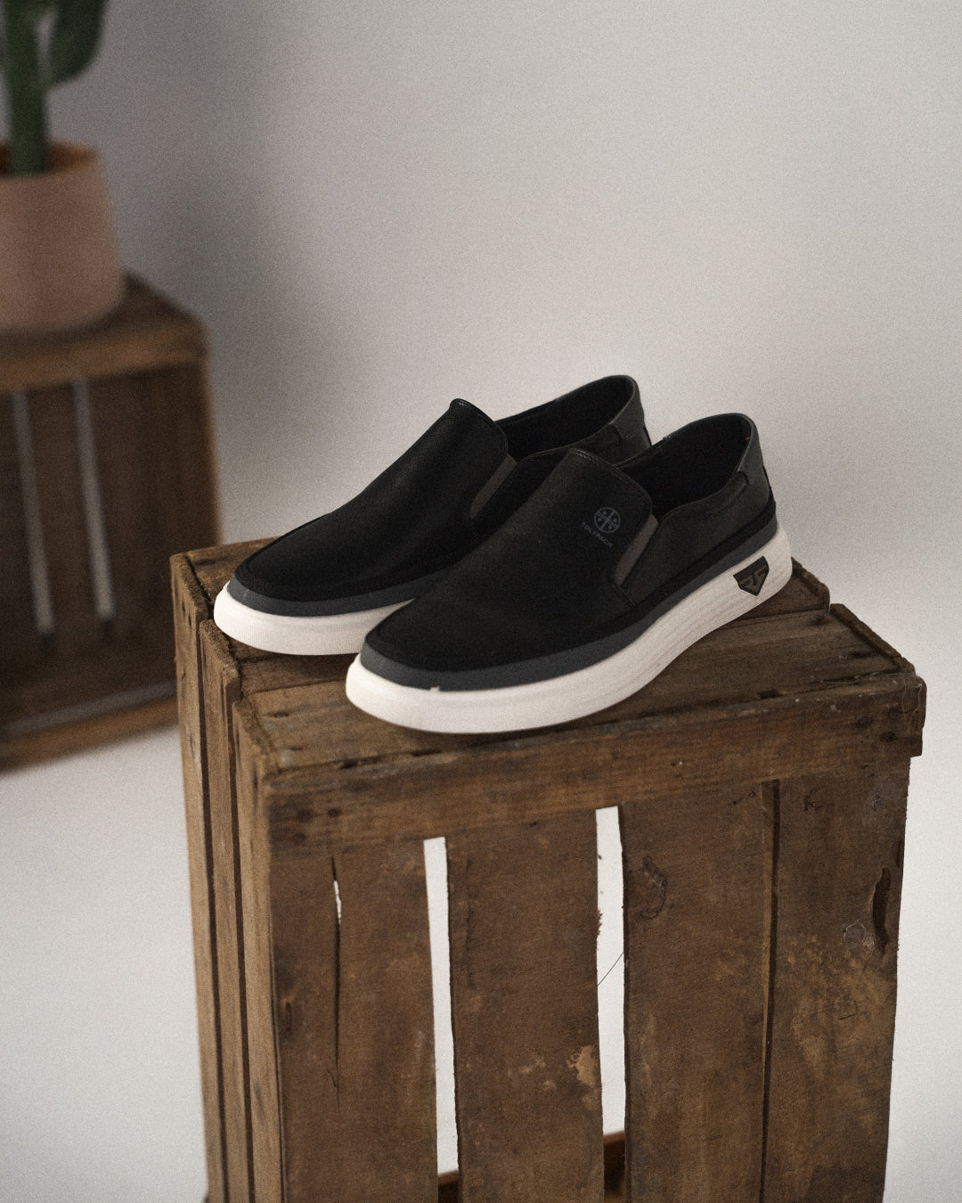 Stylish Leather Slip On Sneaker for Women with Elastic Panel Chunky Sole Casual Style