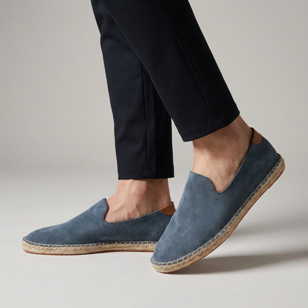 Effortless Suede Espadrille Loafer for Women with Slip On V Cut Jute Sole Casual Style