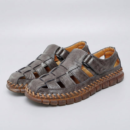 Comfortable Leather Fisherman Sandal for Women with Closed Toe Woven Strap Hand Stitched Style