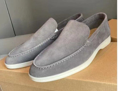 Stylish Suede Loafer for Women with Slip On Round Toe Rubber Sole Casual Style