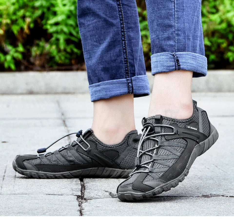 Effortless Mesh Trail Sneakers for Women with Toggle Lace Closure Breathable Non Slip Style