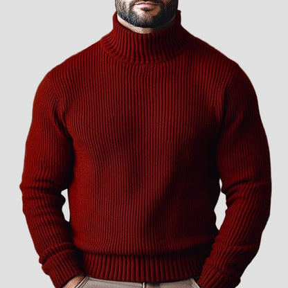 Comfortable Olive Green Ribbed Sweater for Women with High Neck Long Sleeve Fitted Knit Style