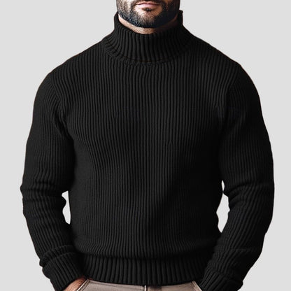 Comfortable Olive Green Ribbed Sweater for Women with High Neck Long Sleeve Fitted Knit Style