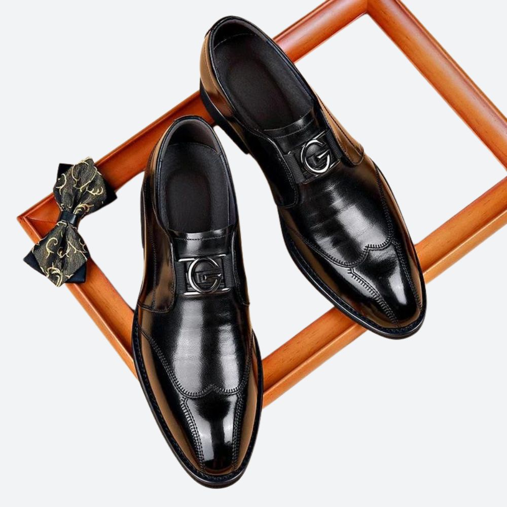 Elegant Brown Leather Loafer for Women with Monk Strap Buckle Wingtip Brogue Formal Style
