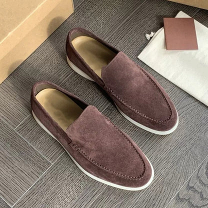 Stylish Suede Loafer for Women with Slip On Round Toe Rubber Sole Casual Style