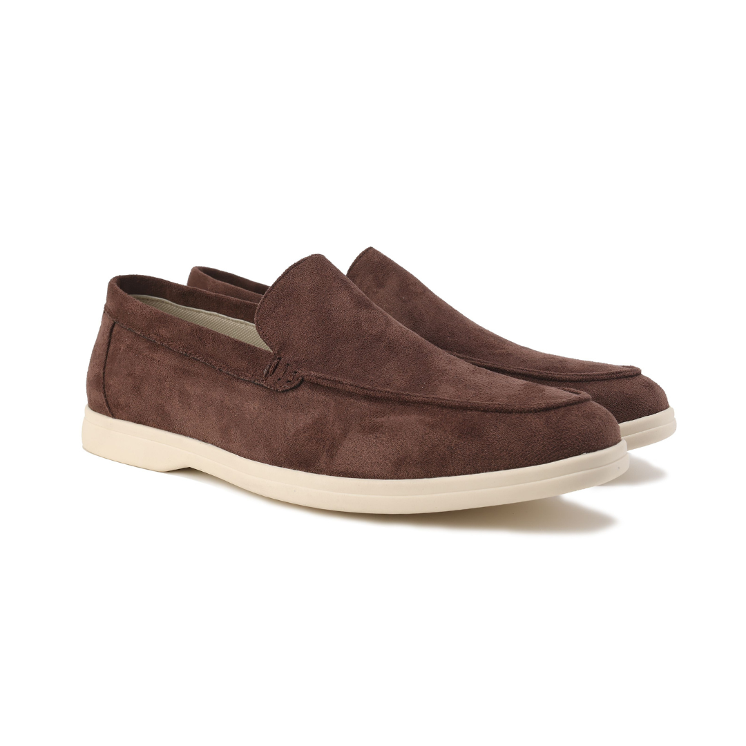Effortless Suede Loafer for Women with Round Toe Slip On Cushioned Sole Casual Style