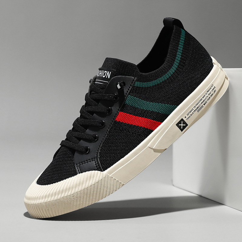 Stylish Knit Sneaker for Women with Lace Up Low Top Striped Trim Casual Style