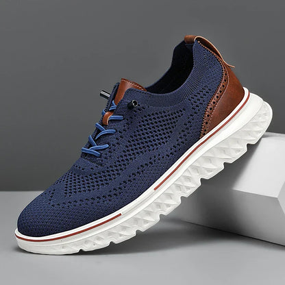 Effortless Knit Mesh Fashion Sneaker for Women with Lace Up Brogue Trim Lightweight Casual Style