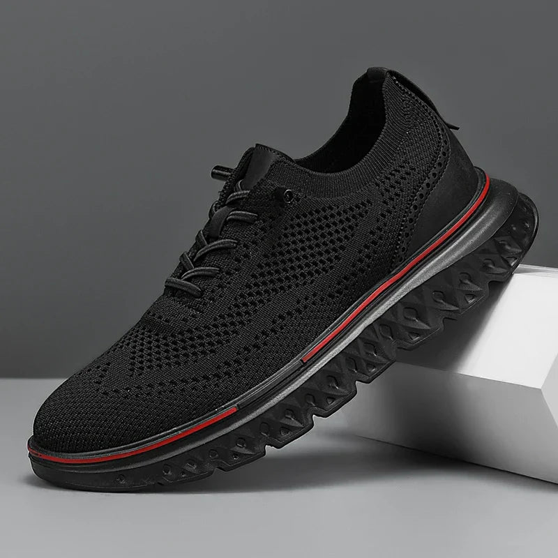 Effortless Knit Mesh Fashion Sneaker for Women with Lace Up Brogue Trim Lightweight Casual Style