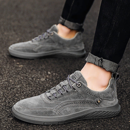 Comfortable Suede Sneaker for Women with Lace Up Low Top Cushioned Sole Casual Style